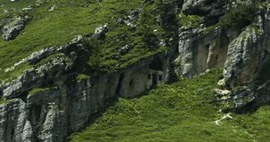 The shelter for shepherds is rotten for a long time, Sella Nevea, Italy, summer 2016, Blackmagic Cinema camera 4K, Stock Footage, photo,  4K, Raw,