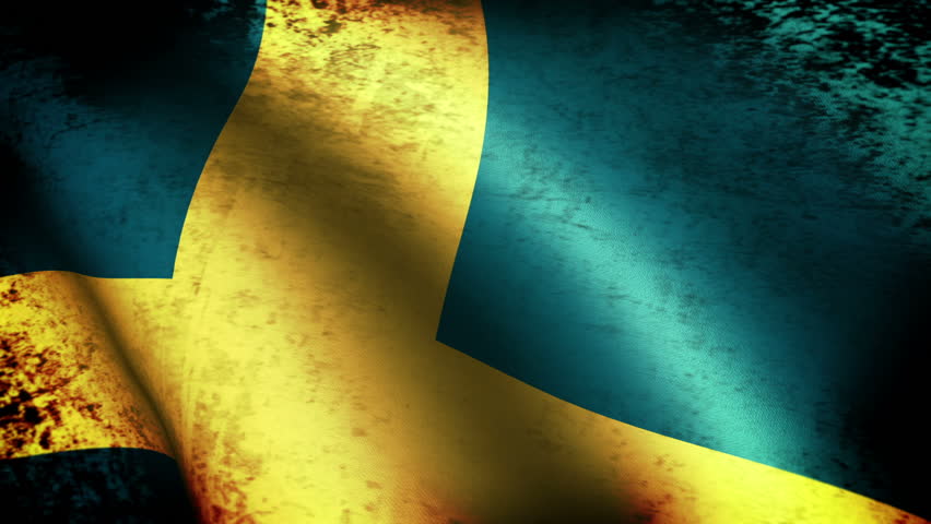 Sweden Flag Waving, grunge look
