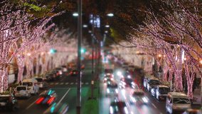Omotesando tilt-shift (fake miniature) time-lapse shot of Tokyo's busy city roads.