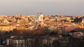 Rome at sunset View from the Gianicolo Hill Panorama Italy time lapse.