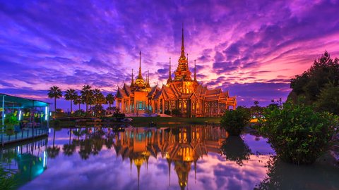 4k.Time lapse Wat None Kum temple Landmark of thailand  in Nakhon Ratchasima province Thailand 