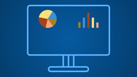 Month by month business pie charts on monitor infographics animation Vídeo Stock