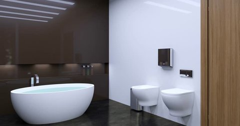 Beautiful master bathroom with shower. 3D Illustration