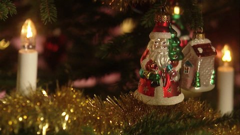 A well decorated Christmas tree, close-up. Stock Video