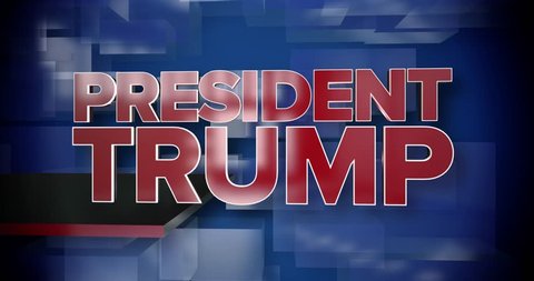 A red and blue dynamic 3D President Trump news title page animation.  May be used as a title page for a President Trump news story.