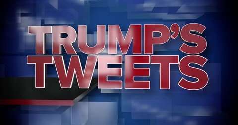 A red and blue dynamic 3D Trump's Tweets news title page animation. May be used as a title page for a President Trump news story.