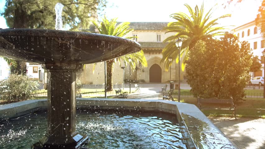Fountain about Santa Maria Magdalena (St Mary Magdalene Church) is church in Cordoba, Andalusia, Spain, built Fernando III in Mudejar style . It forms part of Historic centre of Cordoba, UNESCO.