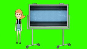 Red Haired Woman, Pointing to Data Field Presentation Board: Looping + Matte