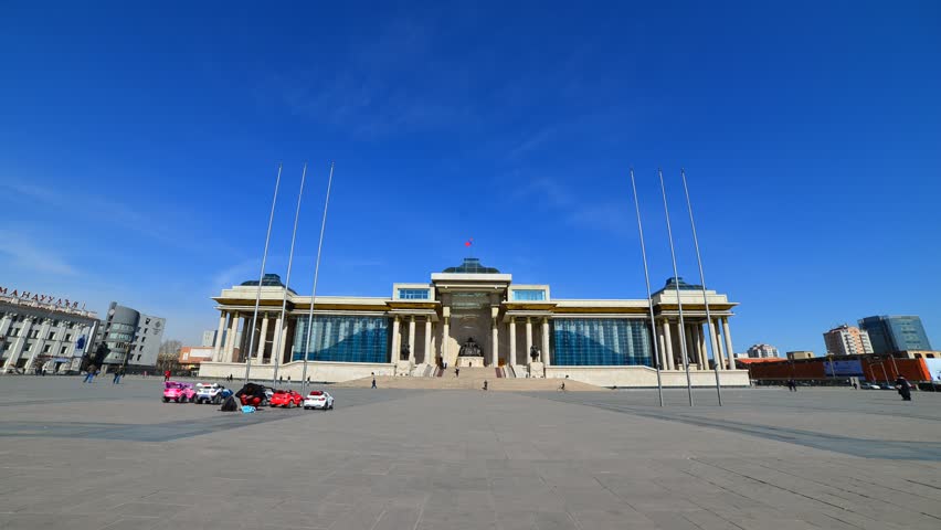 Parliament building in Sukhbaatar square , Ulan bator , Mongolia 