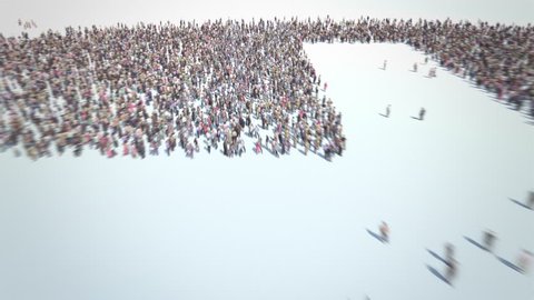Christians. Thousands of People formed Christian Cross. Crowd flight over. Motion Blur. Camera zoom out.