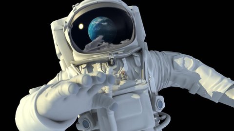 Astronaut in open space. 3d animation. Stock Video