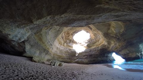 Algar de Benagil cave beach view inside summer