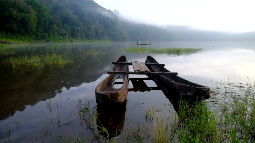 Traditional Boat at Tamblingan Lake, Bali Indonesia.
