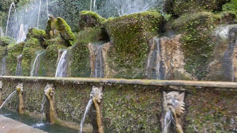 Wall fountains Villa d'Este Tivoli, Italy - February 24, 2015: One of the most renowned Italian villas of the XVI century Famous for its fountains.