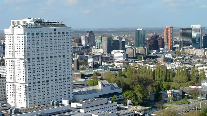 Rotterdam aerial view on a sunny day.