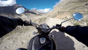 Adventure riding among scenic Himalaya mountains landscape
