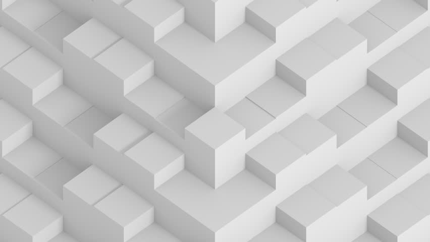 White 3D cubes. looping animation with camera panning up