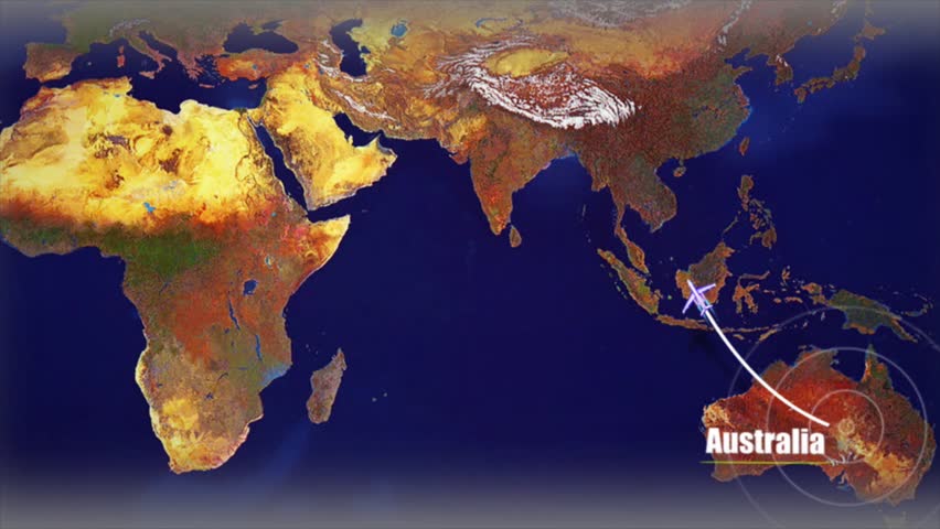 Air travel - flight path from Australia to India