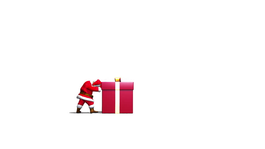 Santa pushes a Gift Box into camera