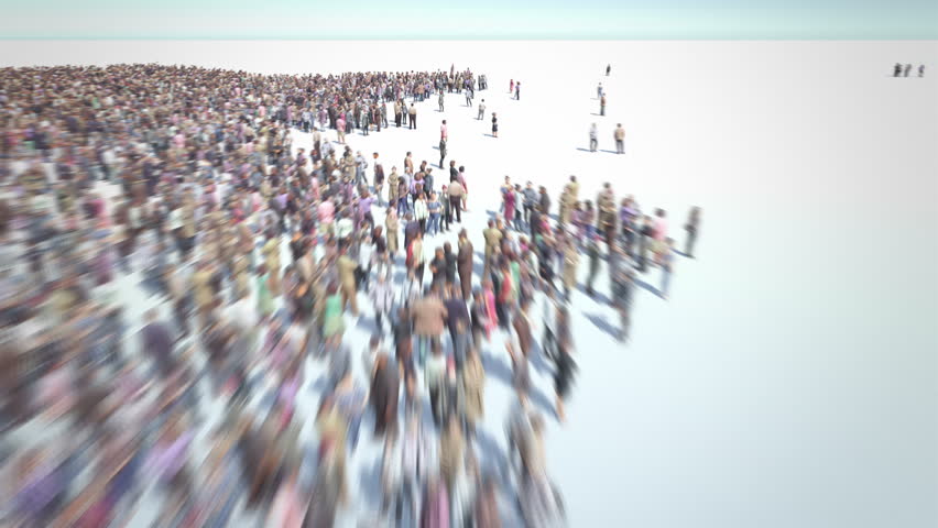 Indian People. Thousands of people formed Map of India. Crowd flight over. Motion Blur. Camera zoom out.