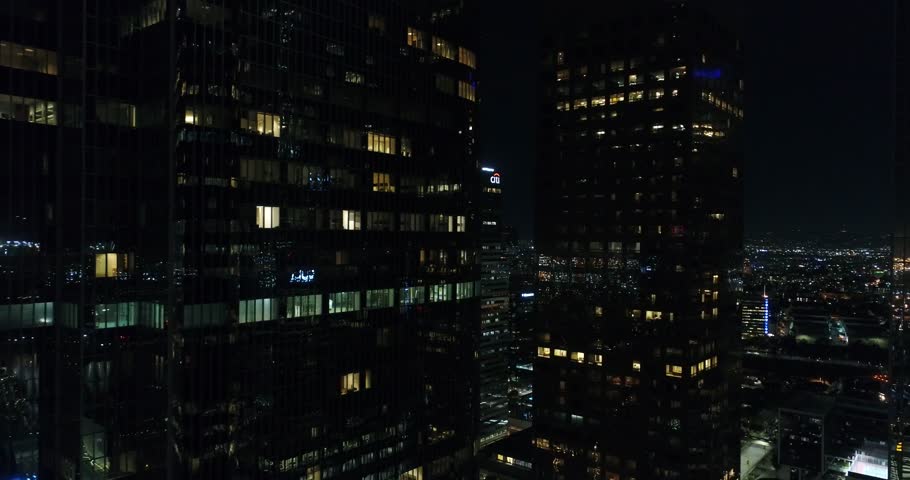 Downtown Los Angeles at Night / Aerial 4k / Los Angeles / 03.20.2017