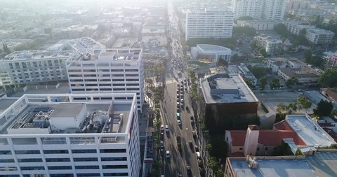 Hollywood, drone, aerial view from above / Slow motion 4k / Los Angeles / 03.17.2017