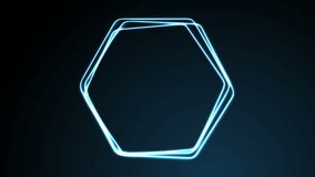 Glowing blue neon hexagons abstract motion background. Seamless loop design. Video animation Ultra HD 4K 3840x2160