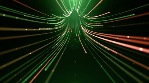 Abstract background with animation moving of lines for fiber optic network. Magic flickering dots or glowing flying lines. Animation of seamless loop.