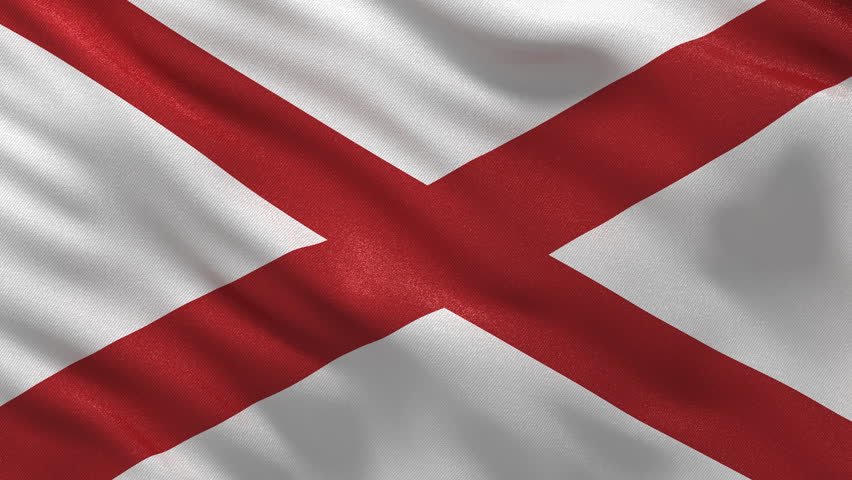 State Flag of Alabama Waving Stock Footage Video (100% Royalty-free