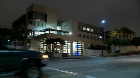 LOS ANGELES - CIRCA 2010 - A police station near Century City in Los Angeles at night. 