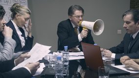 Mad boss yelling at employees with a megaphone - Powered by Shutterstock - Get 15% off with code: PIKWIZARD15
