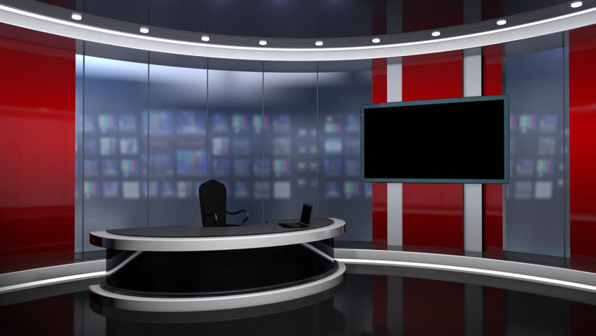 Red News Studio Set Stock Footage Video (100% Royalty-free