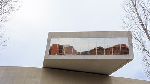 Windows of MAXXI Zoom Rome Italy timelapse - February 21, 2015: is a national museum of contemporary art and architecture.