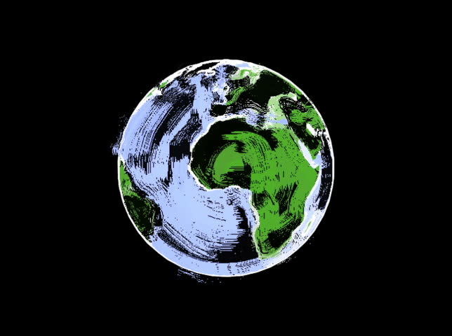 NTSC - A sketchy drawing of the planet earth rotating (Loop).