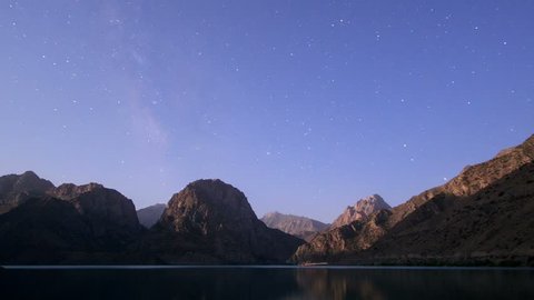 Night on the lake Tajikistan, Iskander-Kul time lapse.