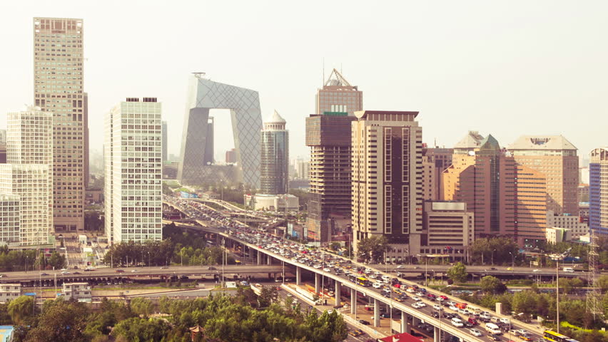 highway through modern city in Beijing, China