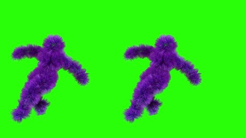 Colorful characters dancing break dance on greenscreen background.