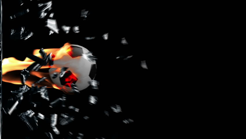 Soccer Ball on fire breaking glass with Alpha
