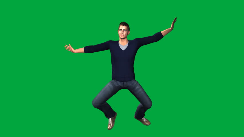 Animated Man Falling Off Building:  Top View