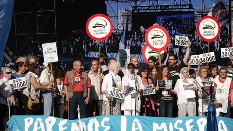 Buenos Aires, March 23th, 2017: Political Act for the 30.000 Missing People. Mothers of the Plaza de Mayo, association of Argentine mothers whose children were disappeared by the military dictatorship