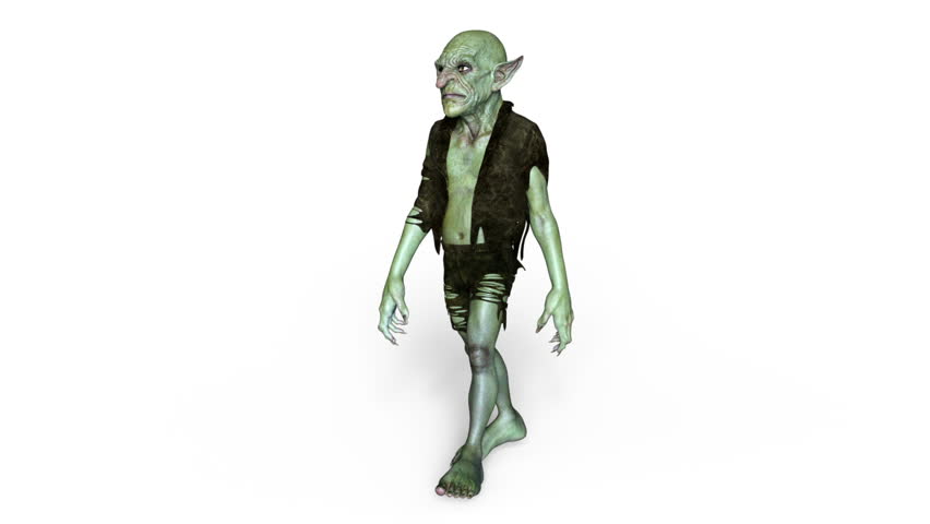 3D CG rendering of a walking goblin