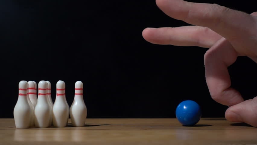 Super slow motion footage with falling skittles with bowling ball. Royalty-Free Stock Footage #25235948