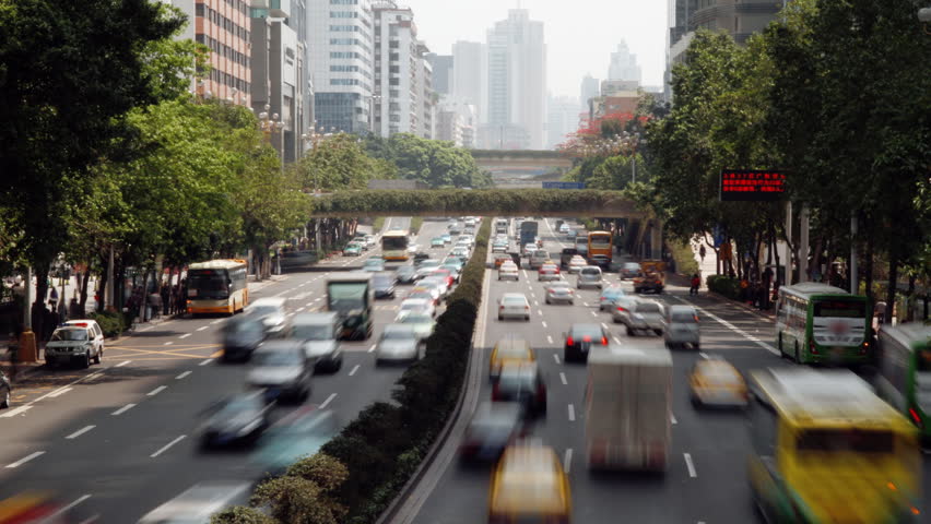 Guangzhou heavy car trafic - Guangzhou(Canton), Guangdong Province, China. (
