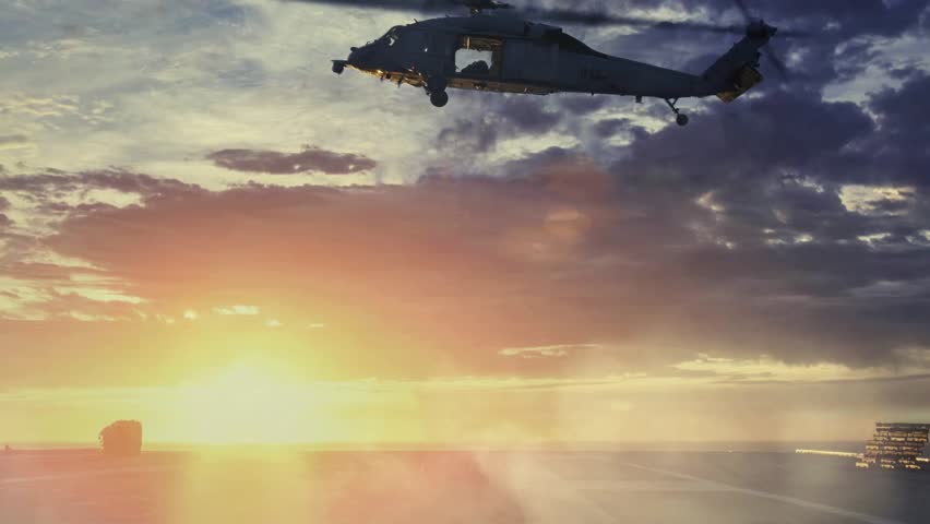 US Blackhawk Landing on Aircraft Carrier