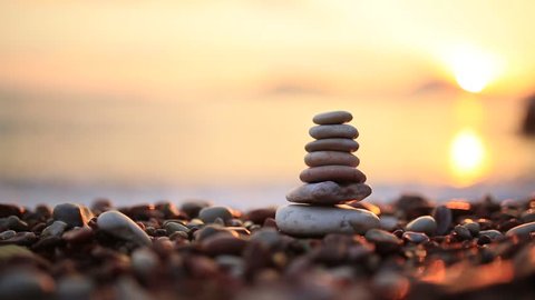 Balance stones on the beach. Peace of mind. Equilibrium life. Calming nerves.