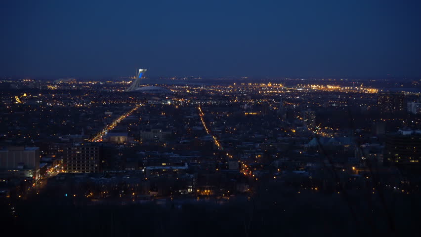 Montreal City Background High in Mont Royal at Night