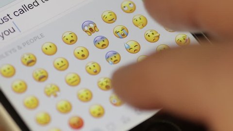 TEL-AVIV 20 MARCH 2017: Emoji keyboard on mobile smartphone