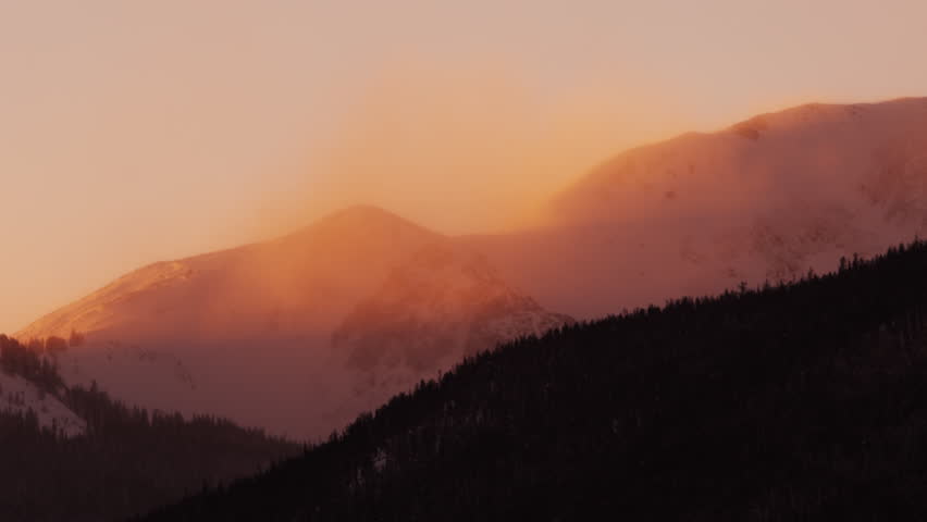 Tight shot of Colorado Mountain Sunset
