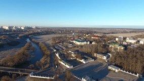Aerial view of the Church of The Holy Virgin in Dubrovitsy village, Podolsk region, Russia