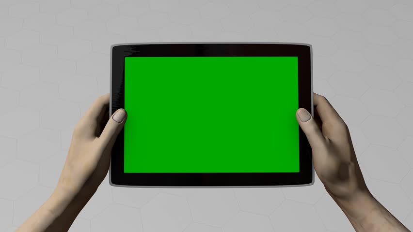 Tablet pc gaming, alpha matte, green screen included.